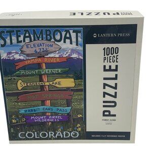 Lantern Press 1000-Piece Jigsaw Puzzle Steamboat Colorado Signpost